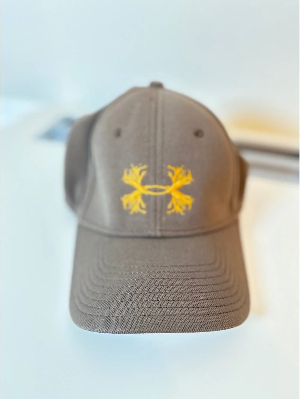 Under Armour Men's OSFA Adjustable Brown Cap with Yellow Logo
